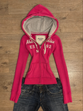 Abercrombie & Fitch Pink Embroidered Zip-Up Jacket - Size XS