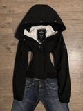 Hollister Black Faux Fur Hood Jacket – Size M
