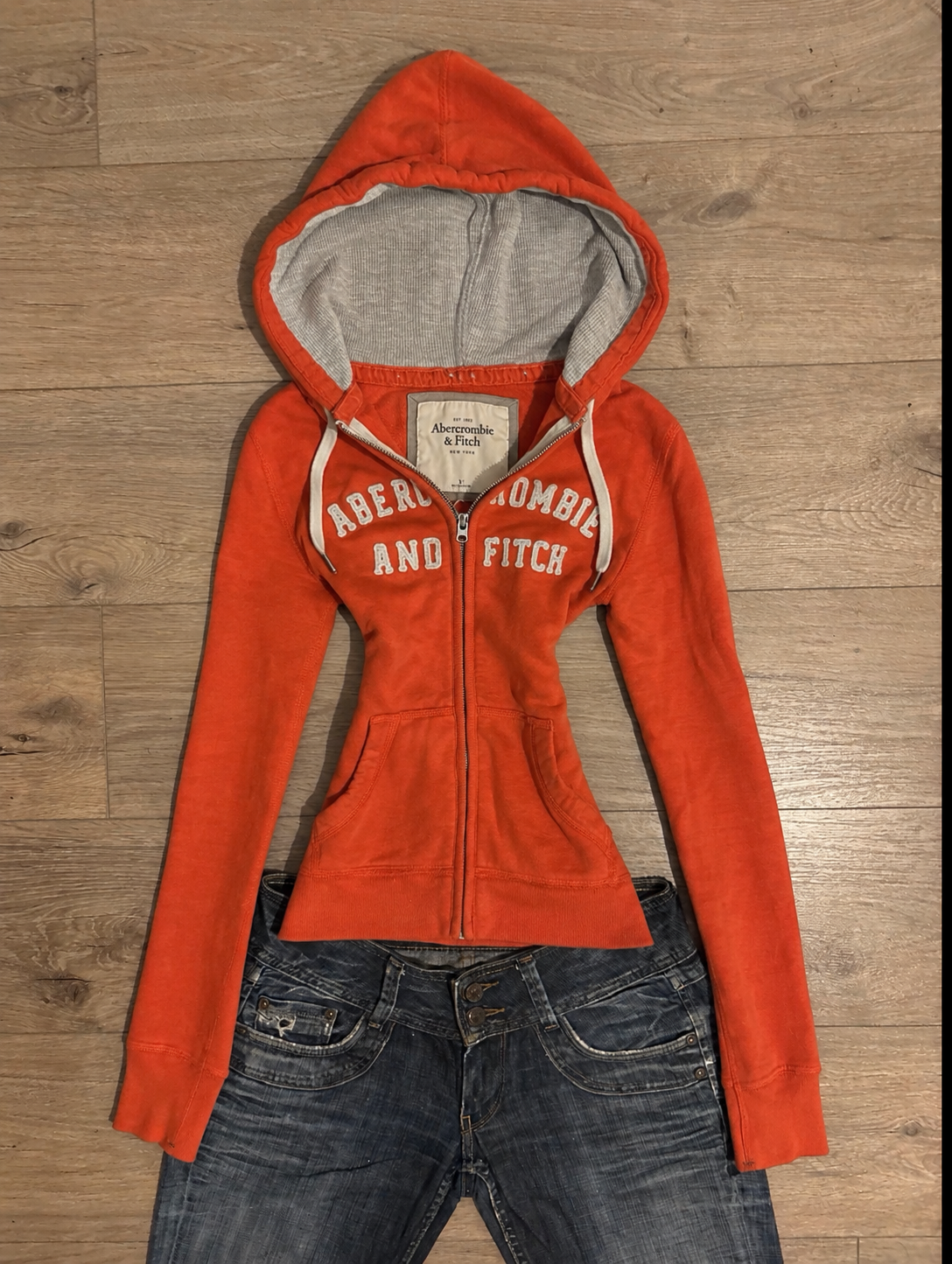 Abercrombie & Fitch Orange Embroidered Zip Up Jacket – Size XS