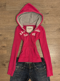 Abercrombie Pink Embroidered Zip Up Jacket – Size XS