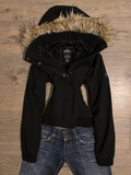 2010s Hollister Black Faux Fur Jacket – Size XXS