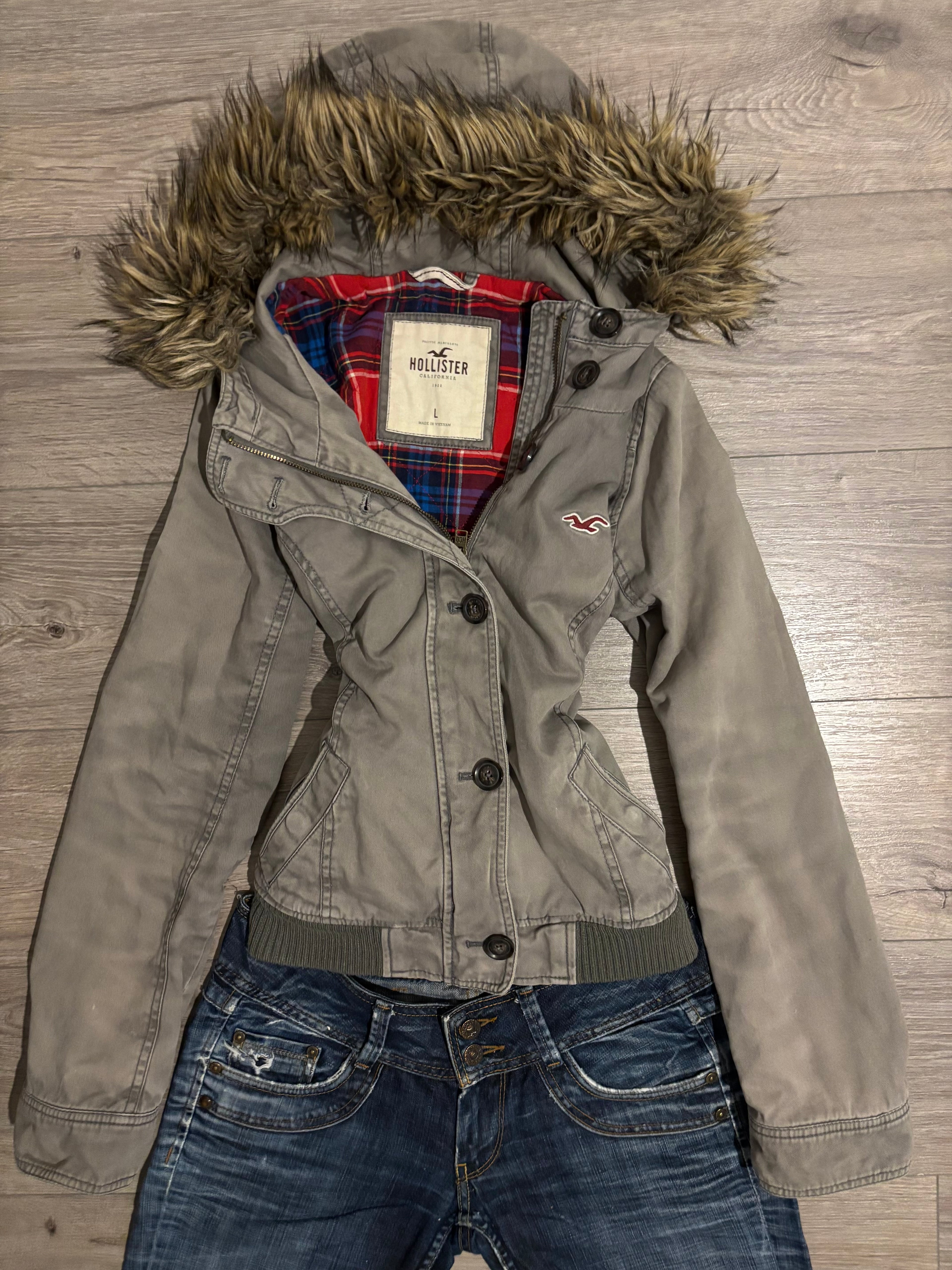 Vintage Grey Hollister Fur Jacket