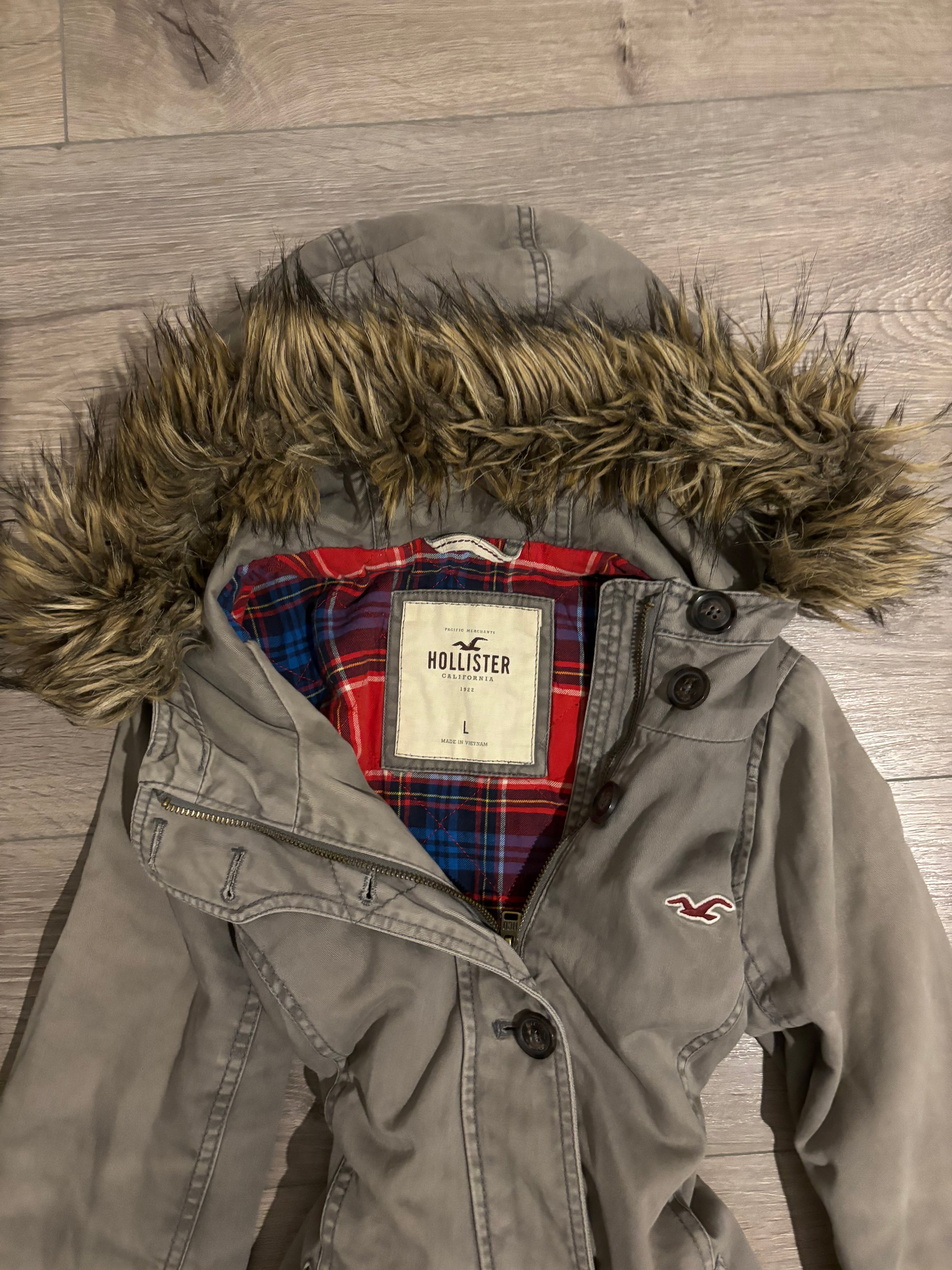 Vintage Grey Hollister Fur Jacket