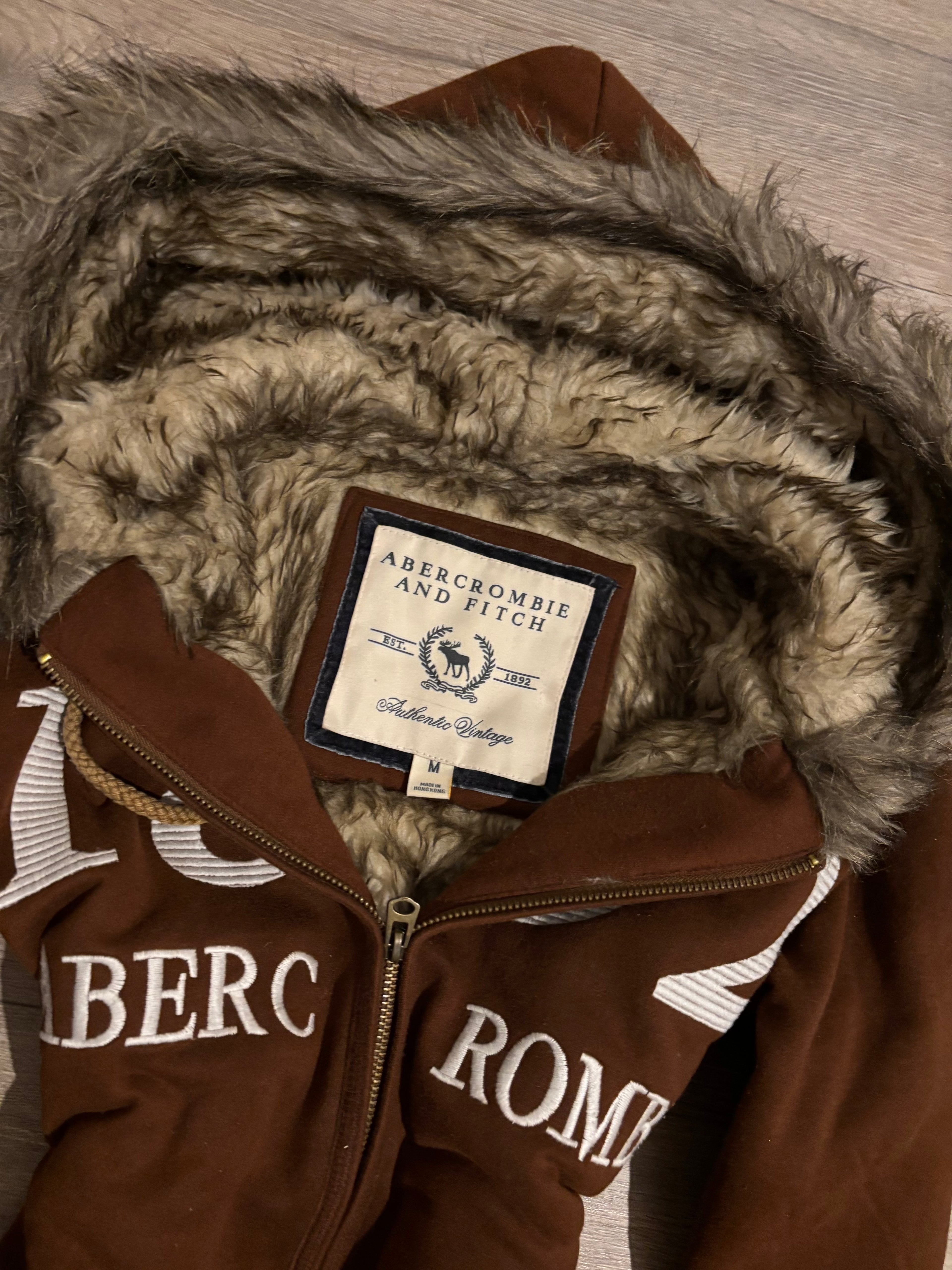 Vintage Brown Abercrombie&Fitch Fur Zip Up M