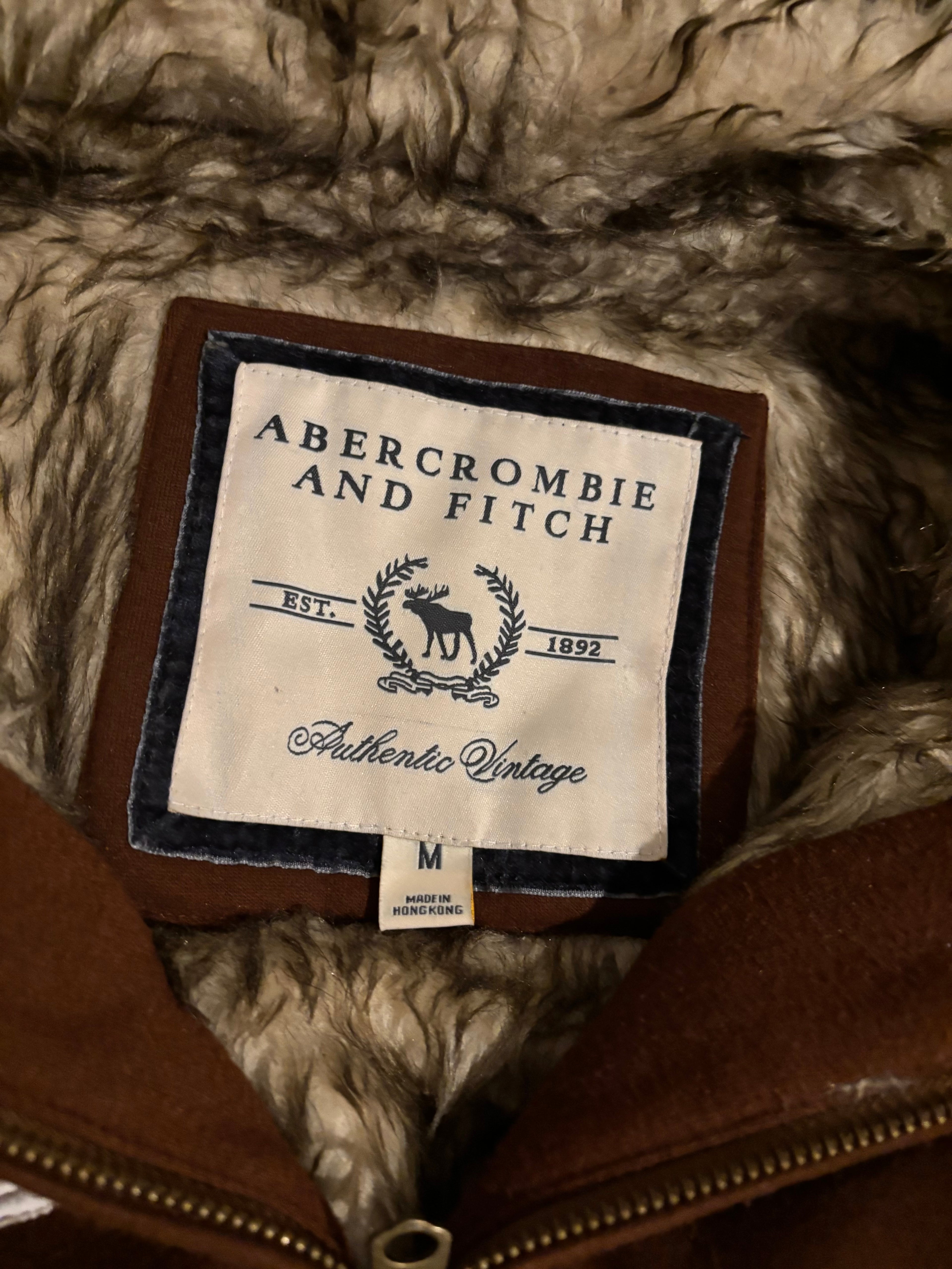 Vintage Brown Abercrombie&Fitch Fur Zip Up M