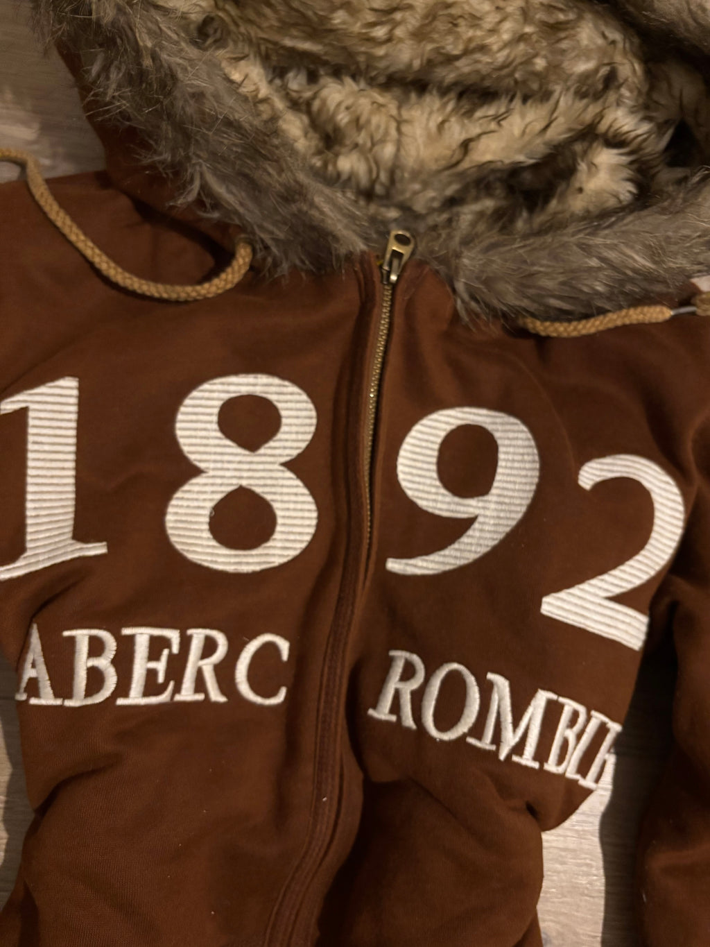 Vintage Brown Abercrombie&Fitch Fur Zip Up M