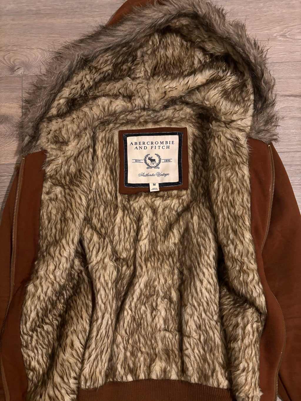 Vintage Brown Abercrombie&Fitch Fur Zip Up M