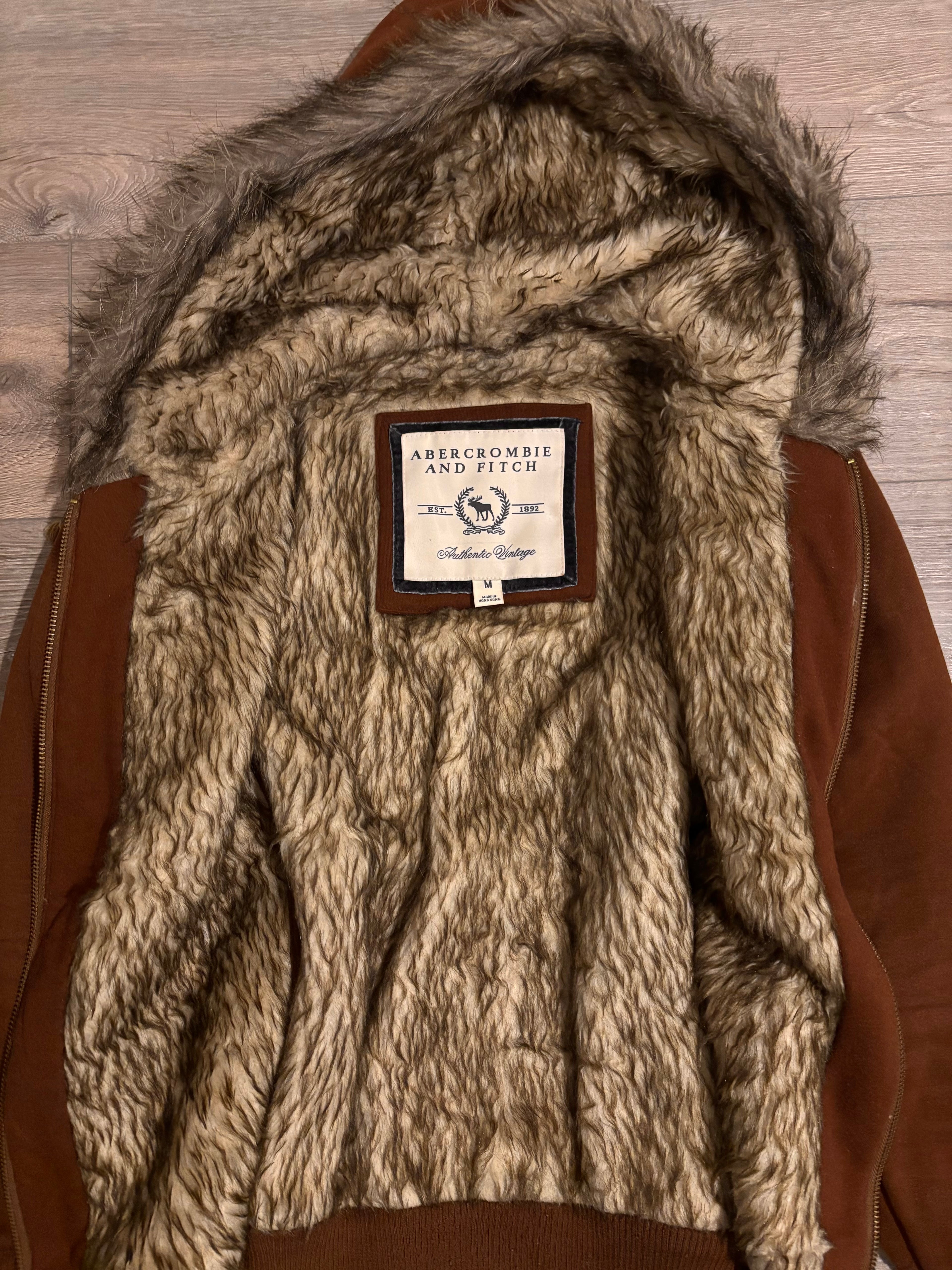 Vintage Brown Abercrombie&Fitch Fur Zip Up M