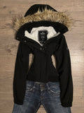 Hollister Black Faux Fur Hood Jacket – Size S