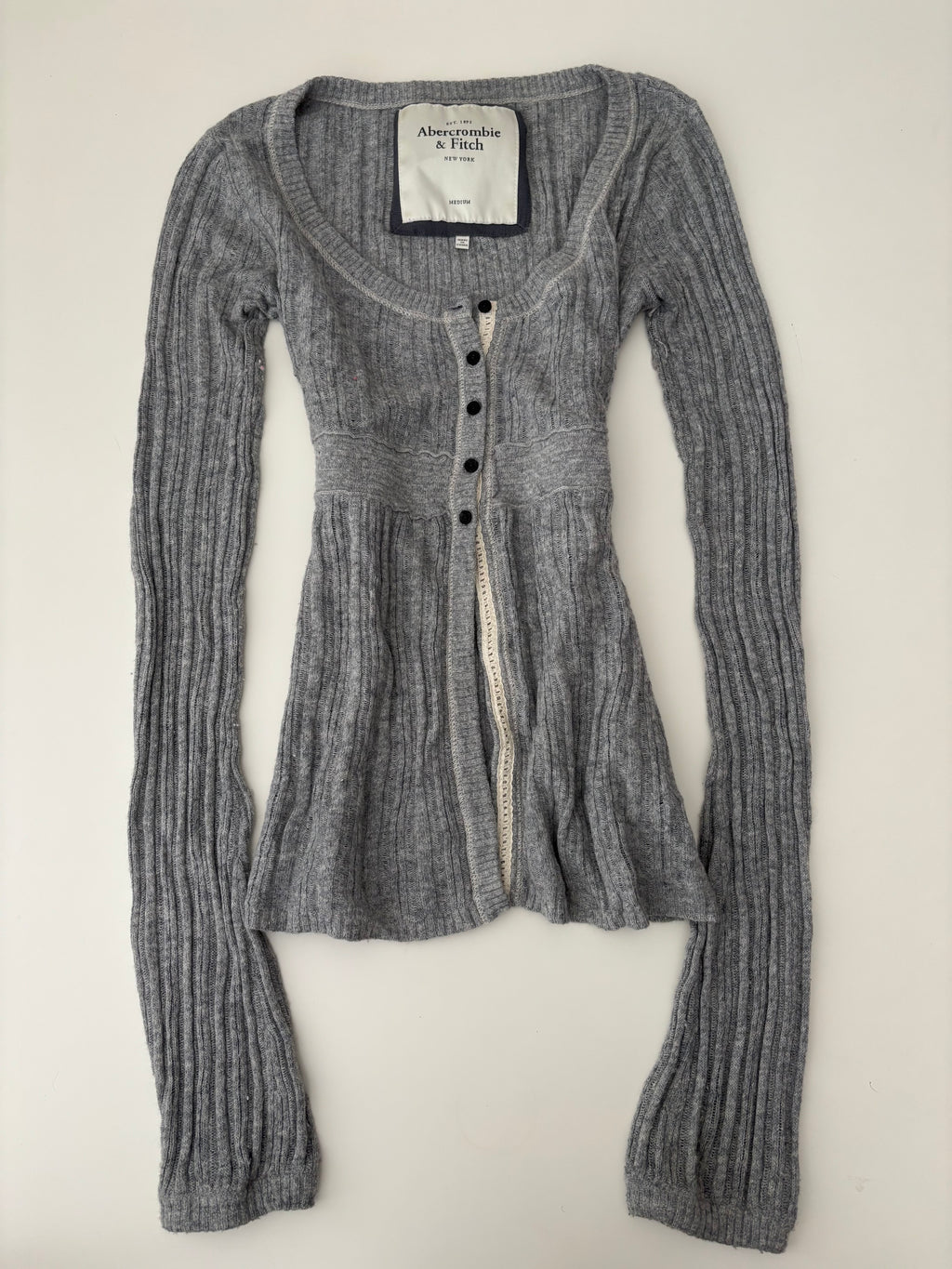 Vintage Abercrombie & Fitch Grey Babydoll Top Cardigan – Size M