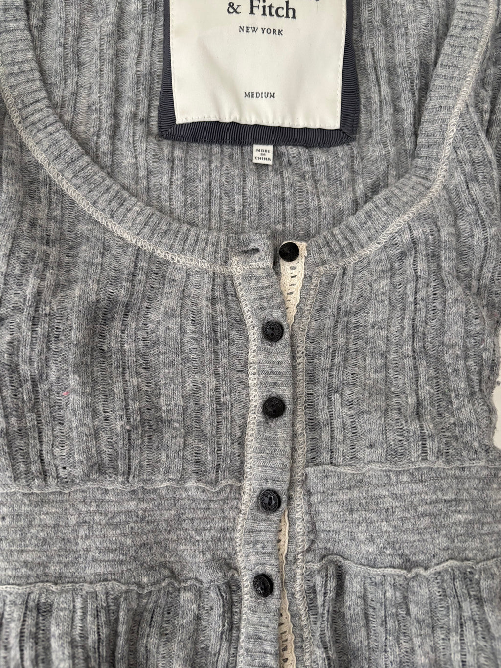 Vintage Abercrombie & Fitch Grey Babydoll Top Cardigan – Size M