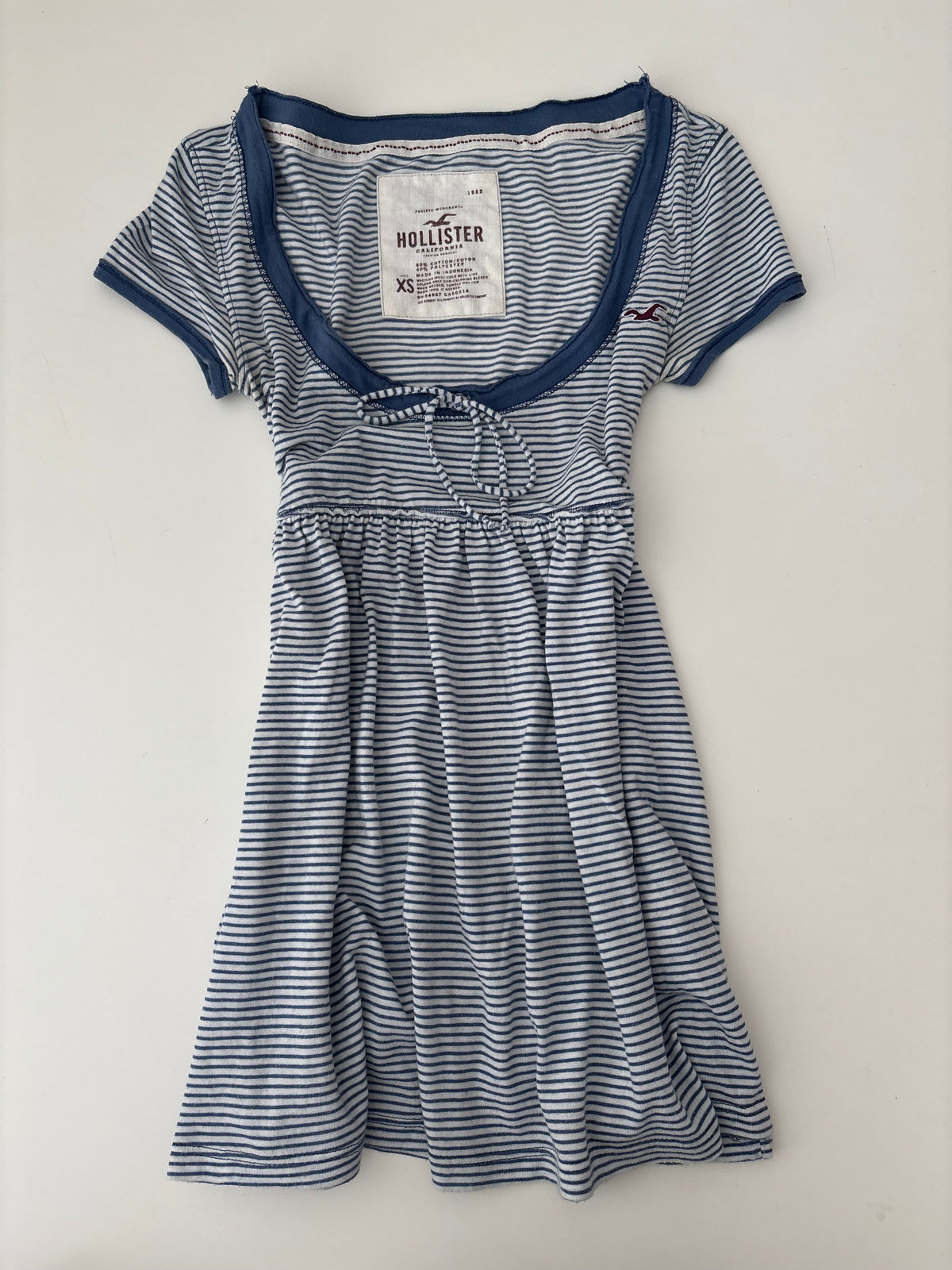 Vintage Hollister Blue White Striped Babydoll Top – Size XS