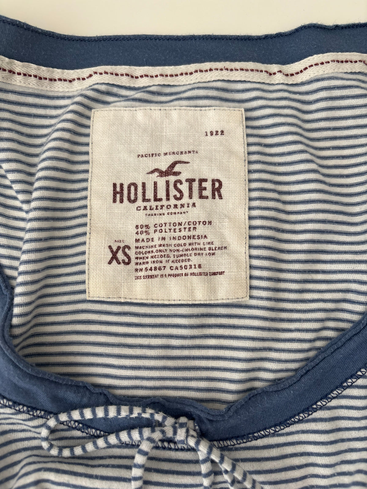 Vintage Hollister Blue White Striped Babydoll Top – Size XS