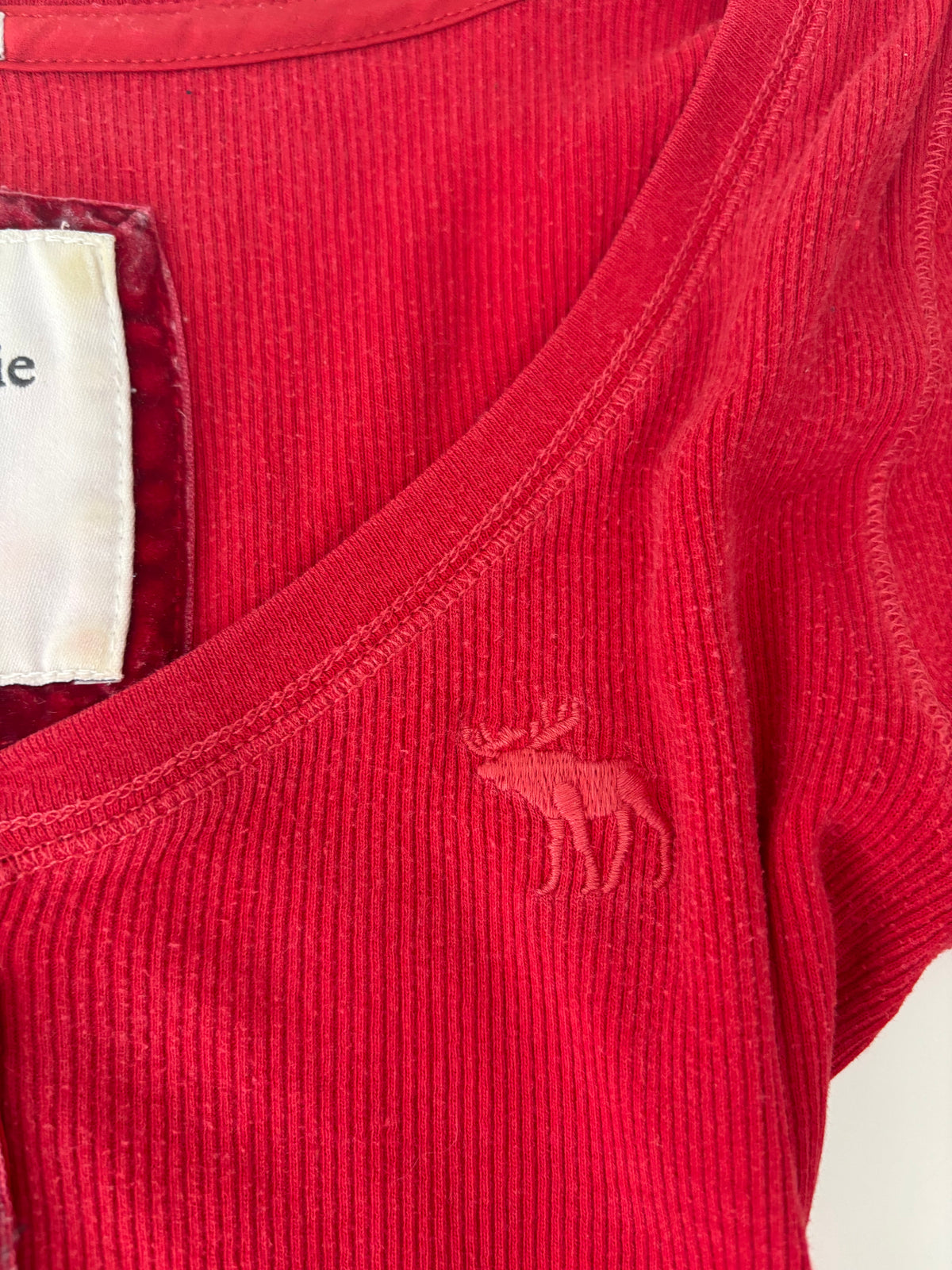 Vintage Abercrombie & Fitch Red Henley Longsleeve Top – Size S