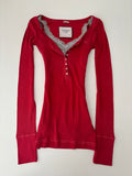 Vintage Abercrombie & Fitch Red Henley Longsleeve Top – Size S