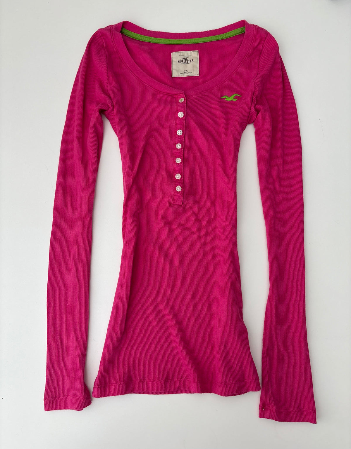 Vintage Hollister Pink Henley Longsleeve Top – Size XS
