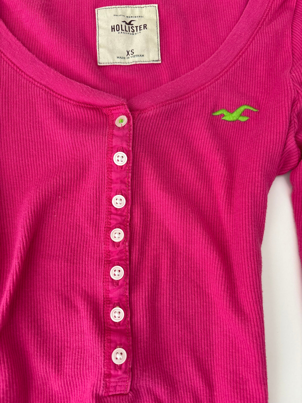 Vintage Hollister Pink Henley Longsleeve Top – Size XS