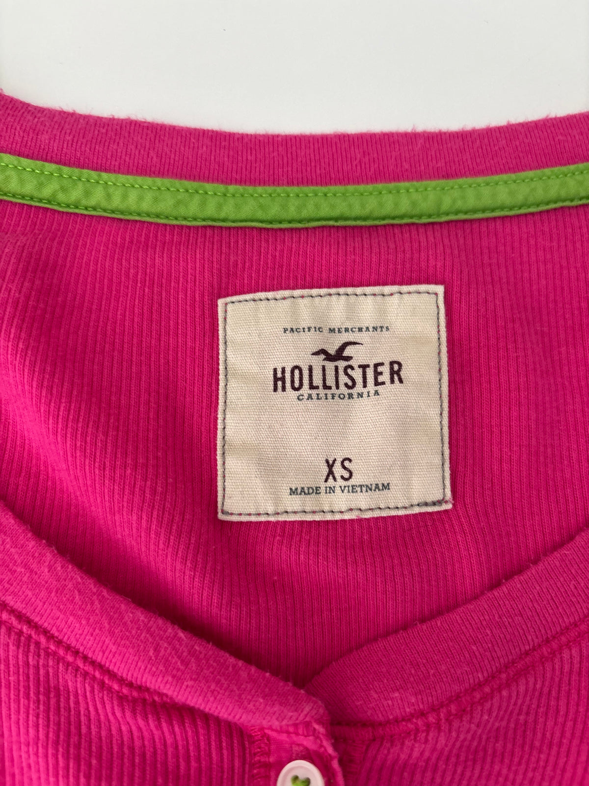 Vintage Hollister Pink Henley Longsleeve Top – Size XS