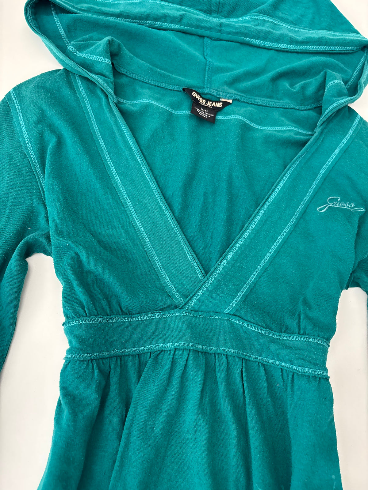 Vintage Guess Teal Hooded Babydoll Top – Size M