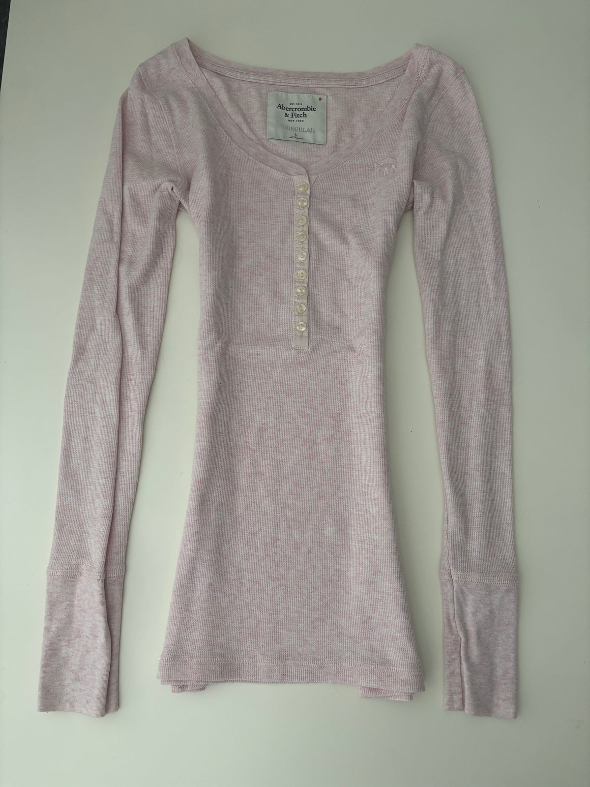 Vintage Abercrombie & Fitch Pink Waffle Henley Longsleeve Top – Size L
