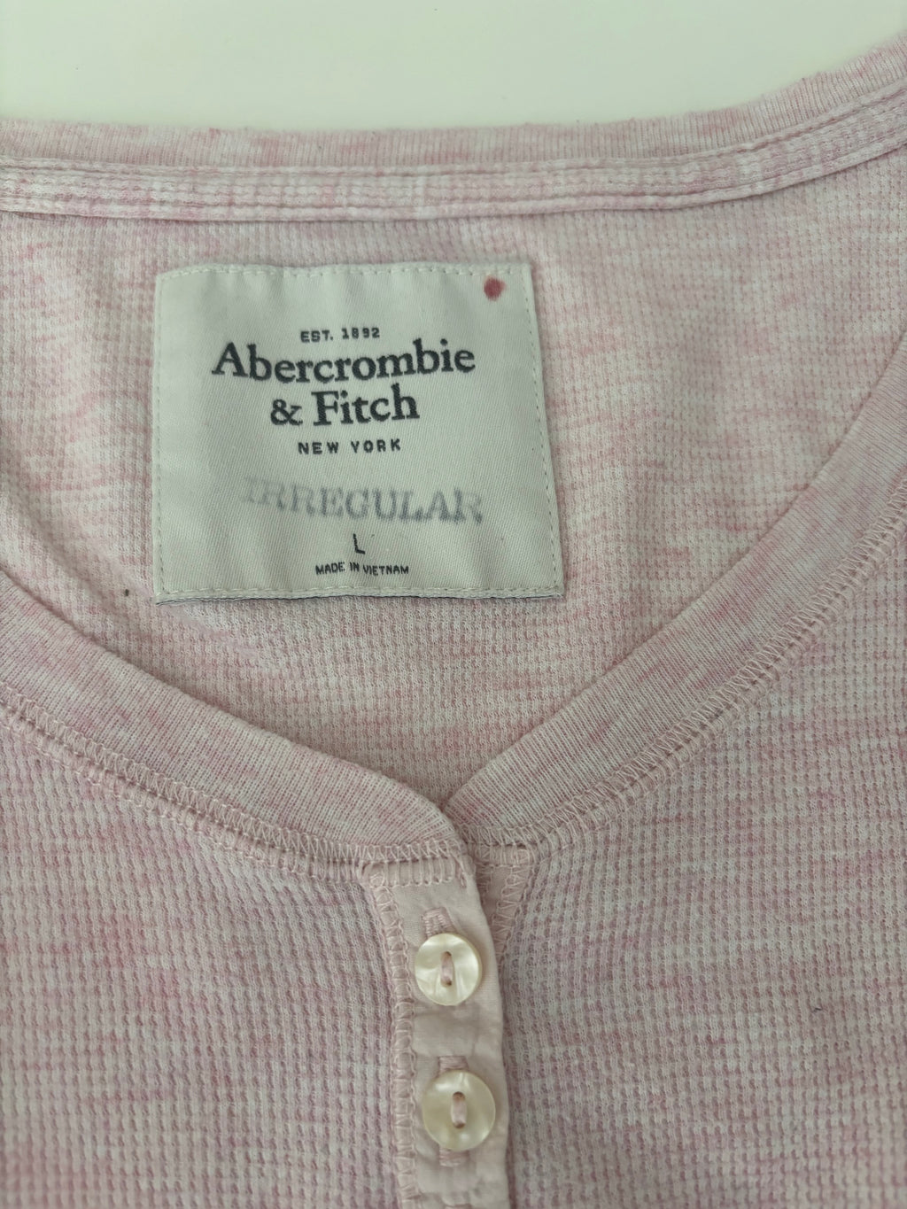 Vintage Abercrombie & Fitch Pink Waffle Henley Longsleeve Top – Size L
