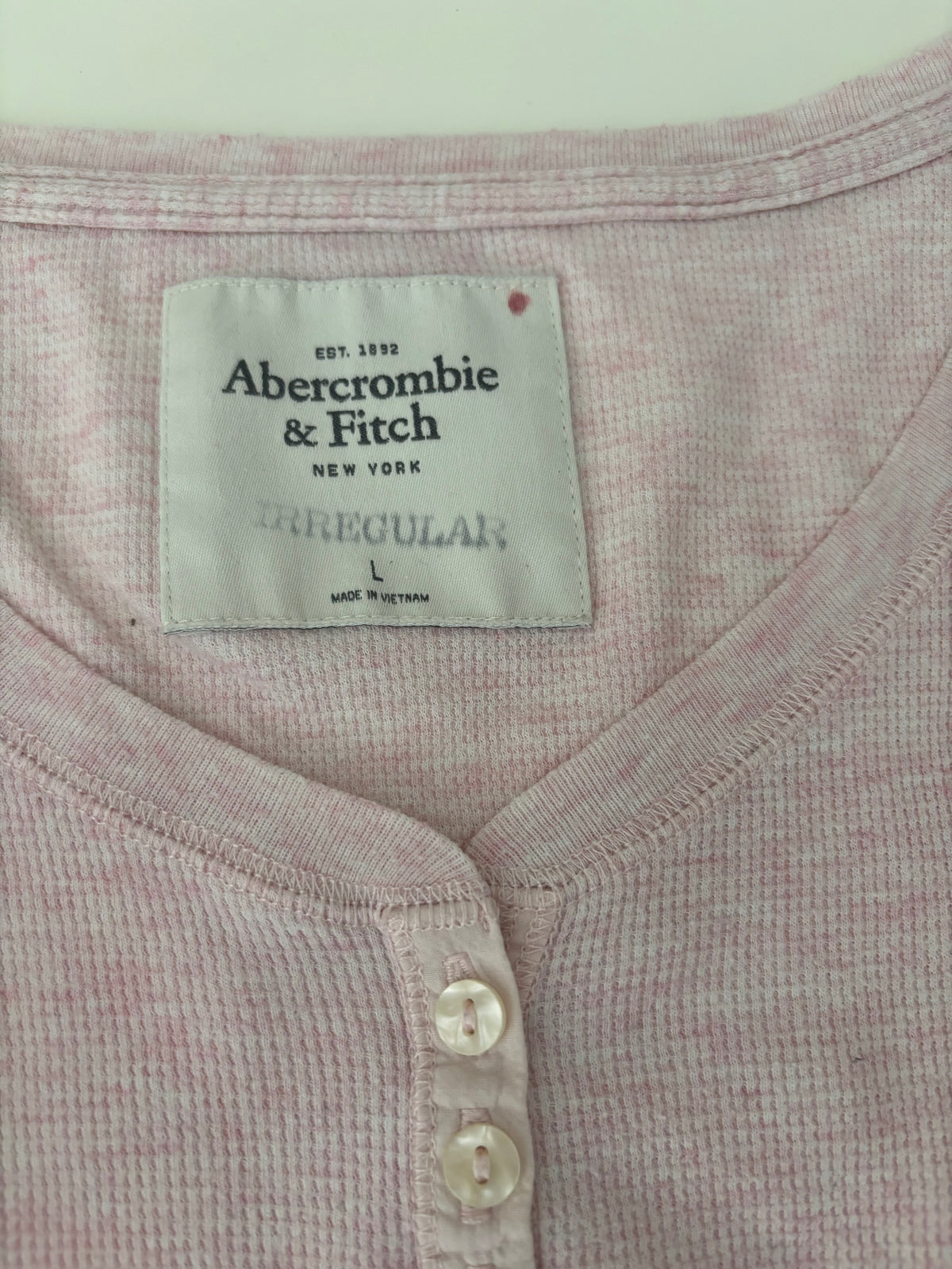 Vintage Abercrombie & Fitch Pink Waffle Henley Longsleeve Top – Size L