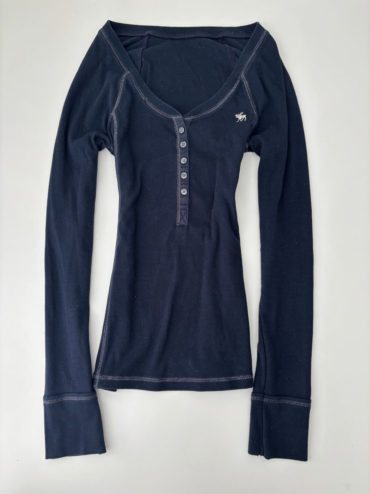 Vintage Abercrombie & Fitch Navy Henley Longsleeve Top – Size M