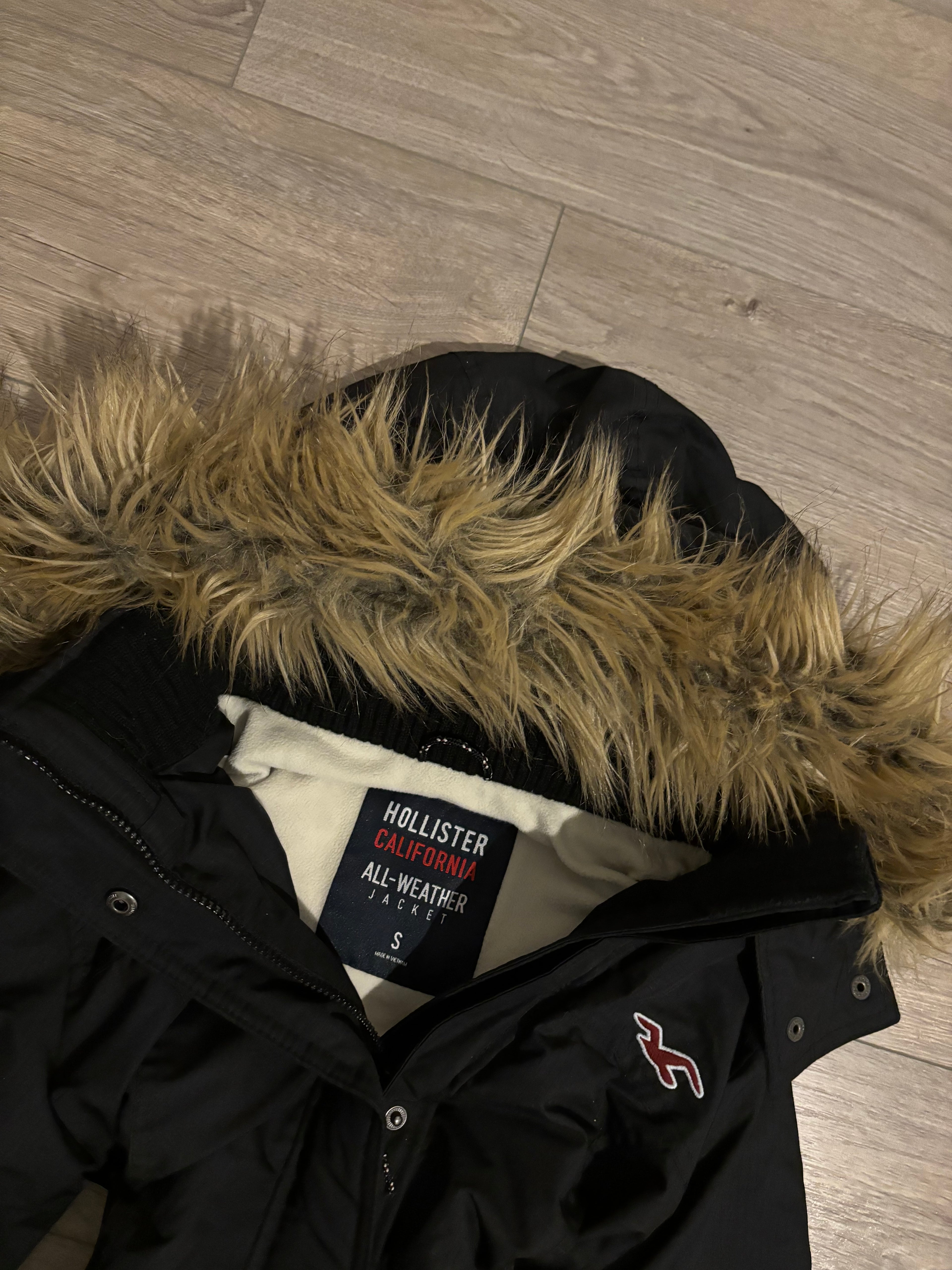 Black Vintage Hollister Fur Jacket S
