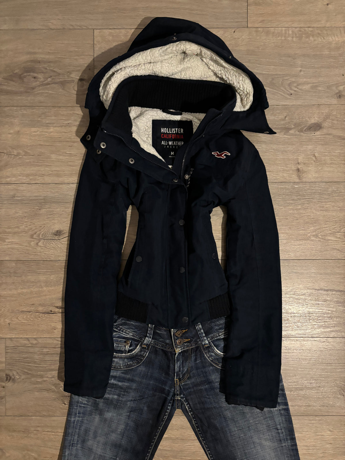 Vintage Hollister Navy Faux Fur Jacket – Size M