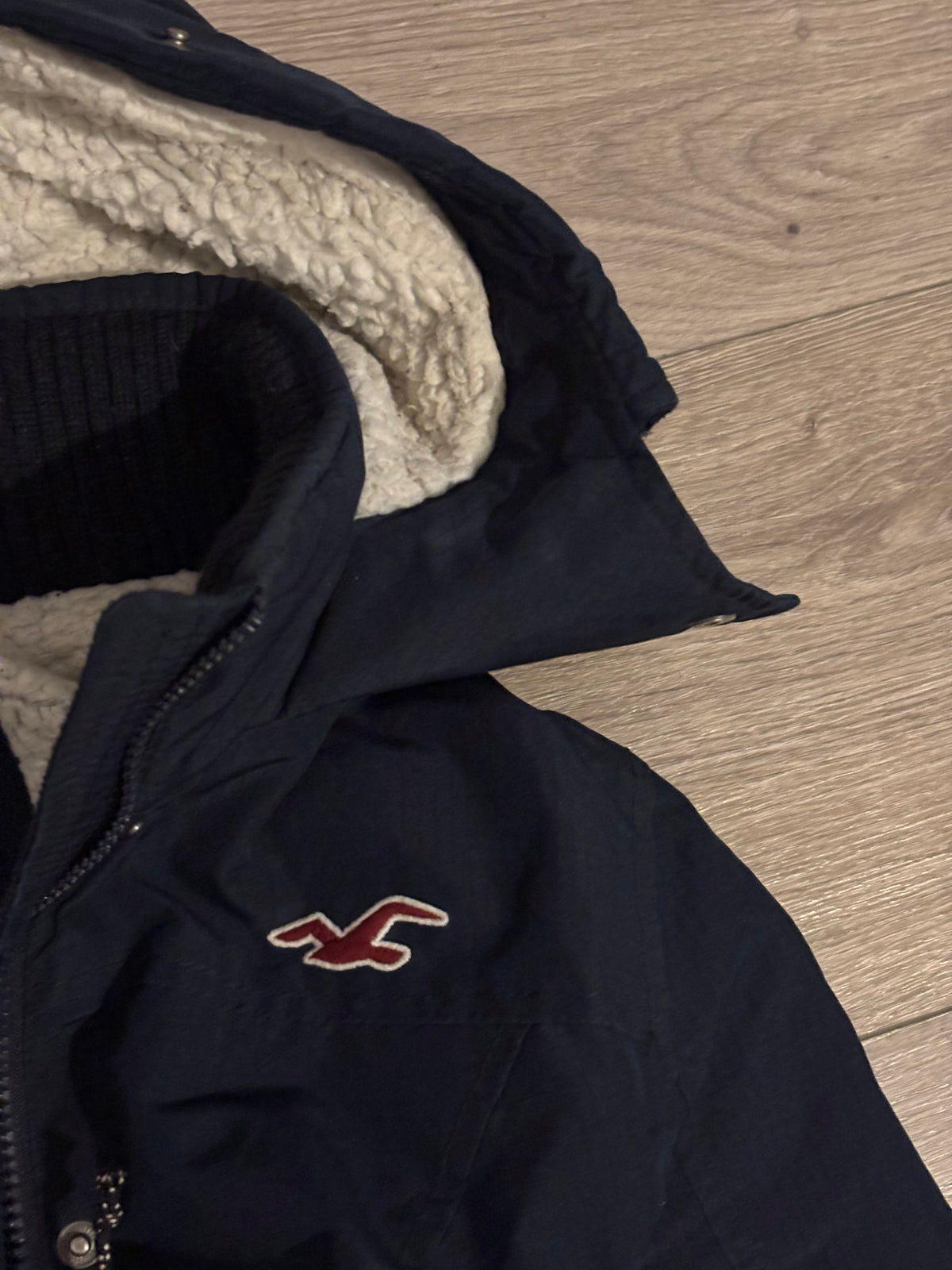 Vintage Hollister Navy Faux Fur Jacket – Size M