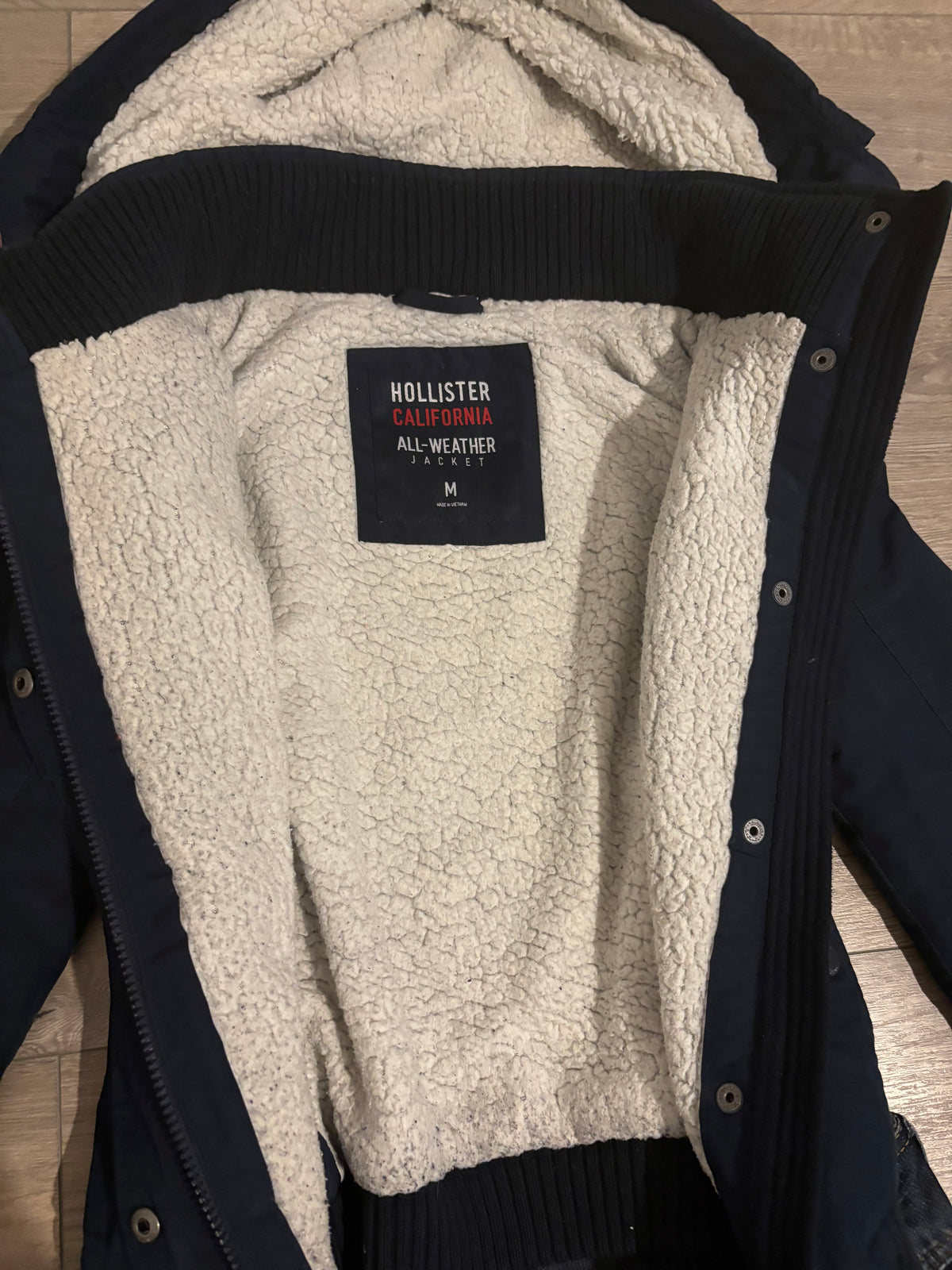 Vintage Hollister Navy Faux Fur Jacket – Size M