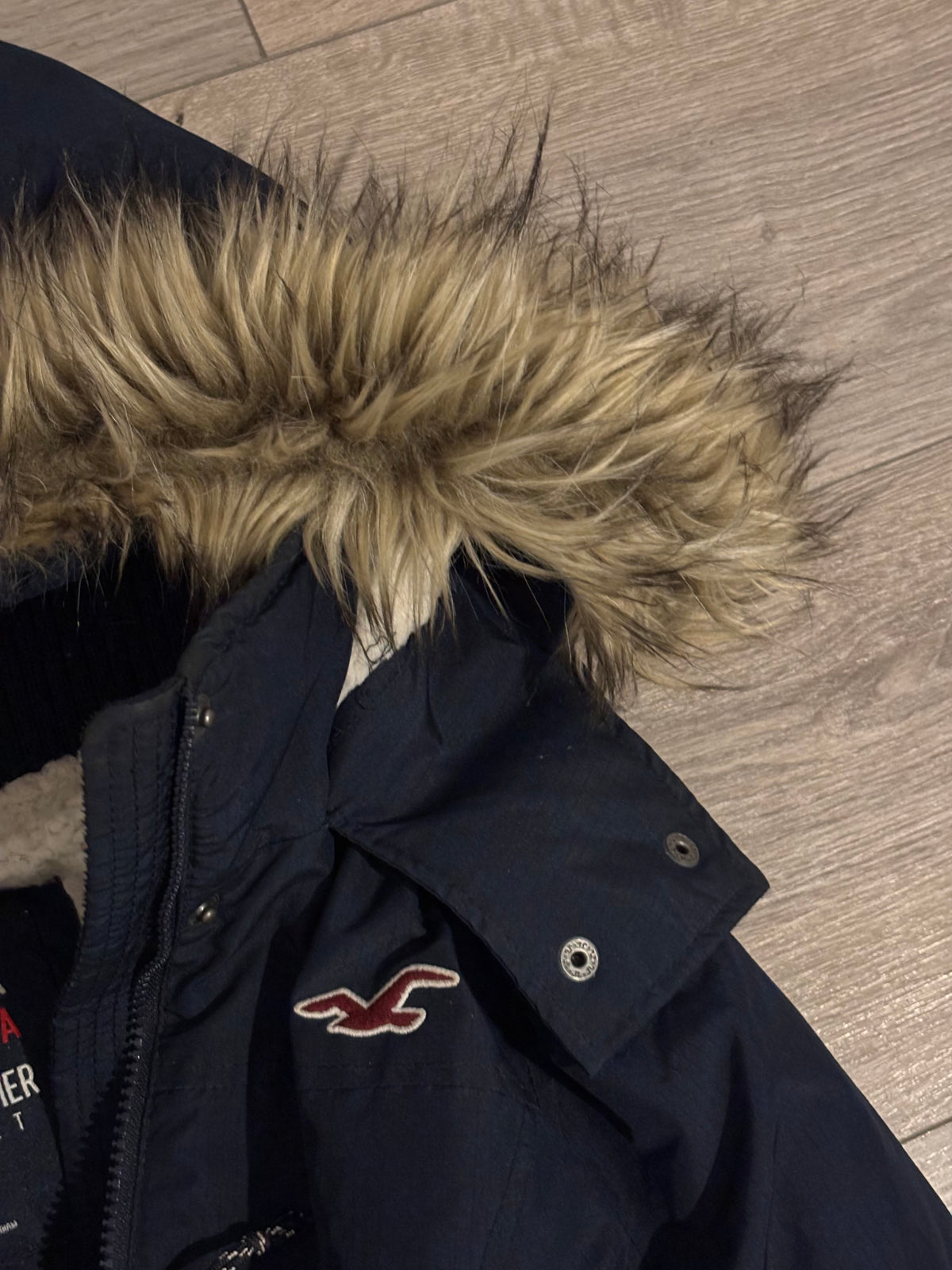 Vintage Hollister Navy Faux Fur Hood Parka – Size M