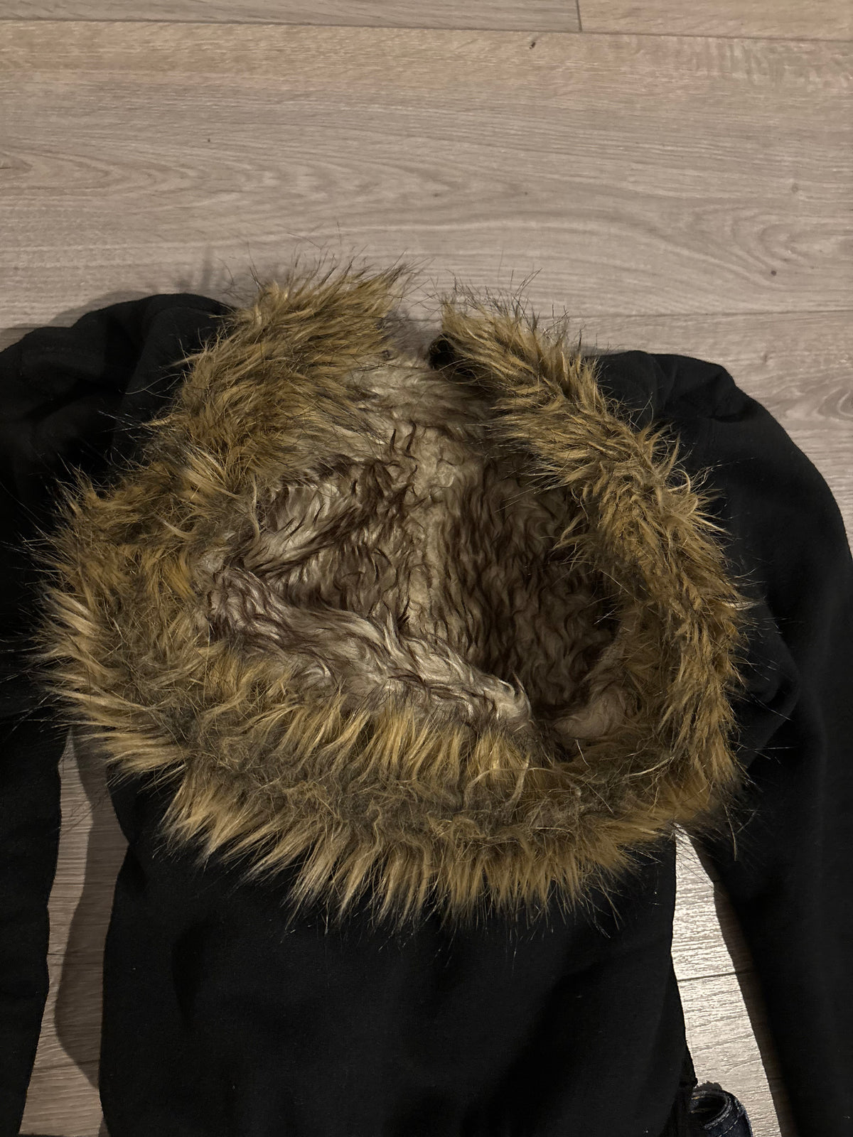 Vintage Abercrombie & Fitch Black Faux Fur Hood Zip Up – Size XS