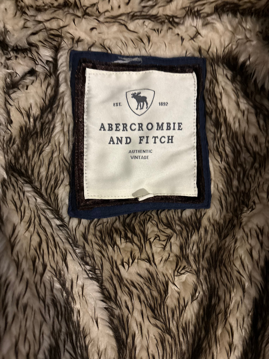 Vintage Abercrombie & Fitch Navy Faux Fur Hood Zip Up – Size S
