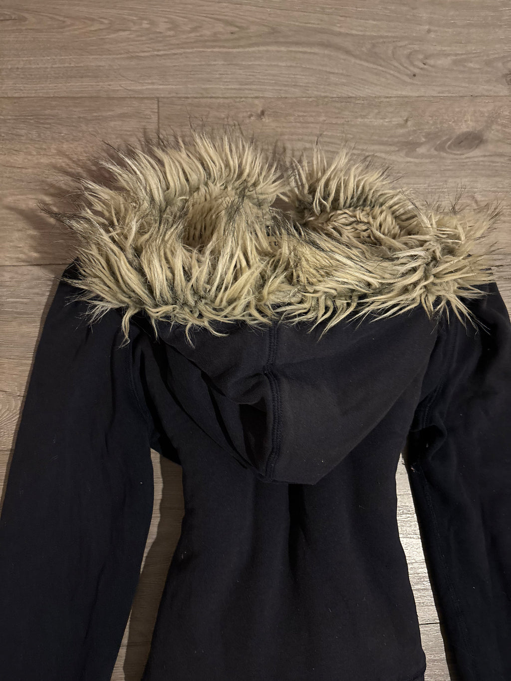 Vintage Abercrombie & Fitch Black Faux Fur Hoodie – Size S-M