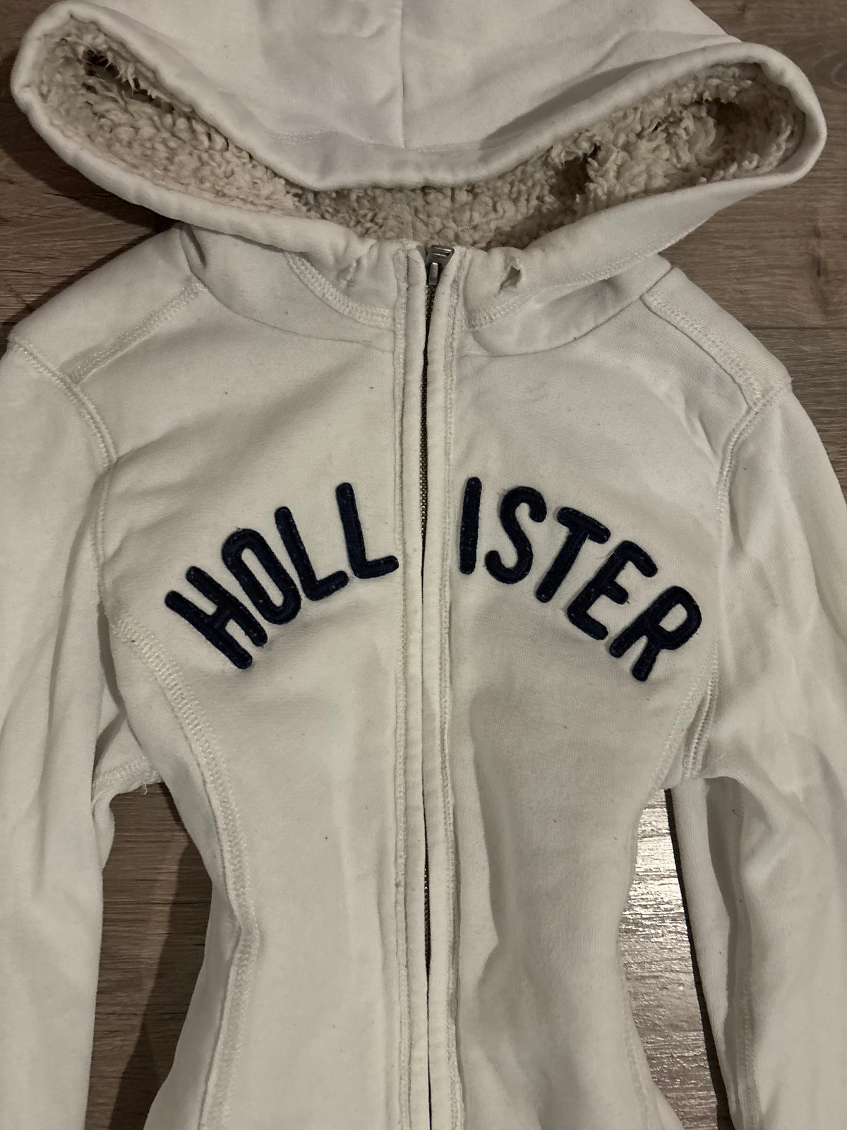 Vintage Hollister Cream Faux Fur Lined Zip Up – Size S