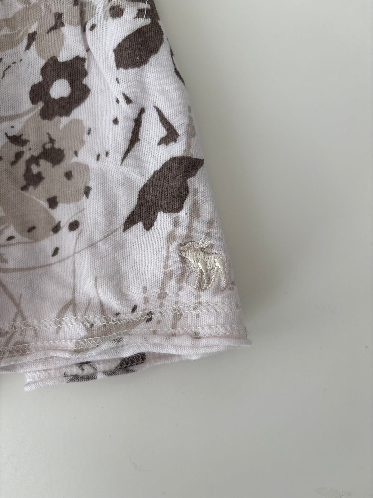 Vintage Abercrombie & Fitch White Brown Floral Babydoll Top – Size M