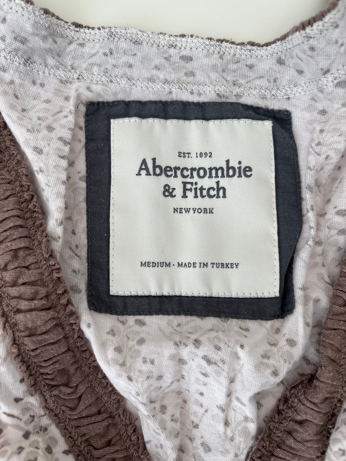 Vintage Abercrombie & Fitch White Brown Floral Babydoll Top – Size M