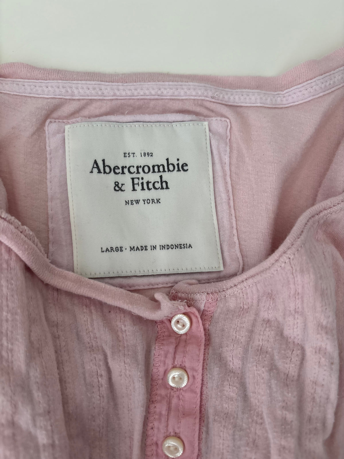 Vintage Abercrombie & Fitch Pink Henley Babydoll Top – Size XS