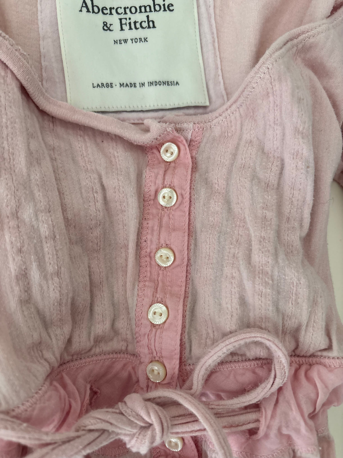 Vintage Abercrombie & Fitch Pink Henley Babydoll Top – Size XS