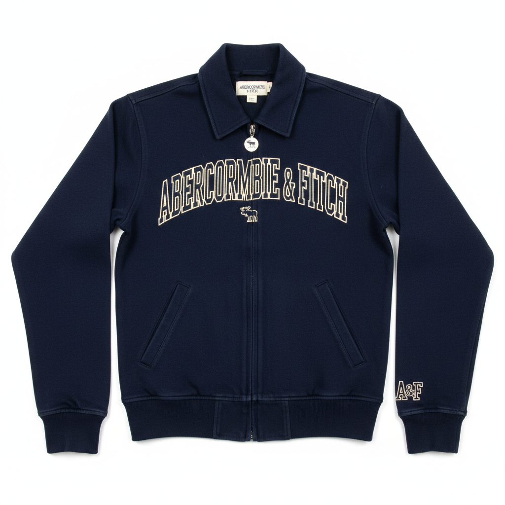 Vintage Abercrombie & Fitch navy blue fitted jacket with embroidery